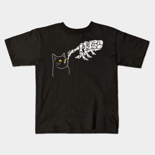 Halloween Cat black Lover Skeleton Hand Kids T-Shirt by ReeseClaybro